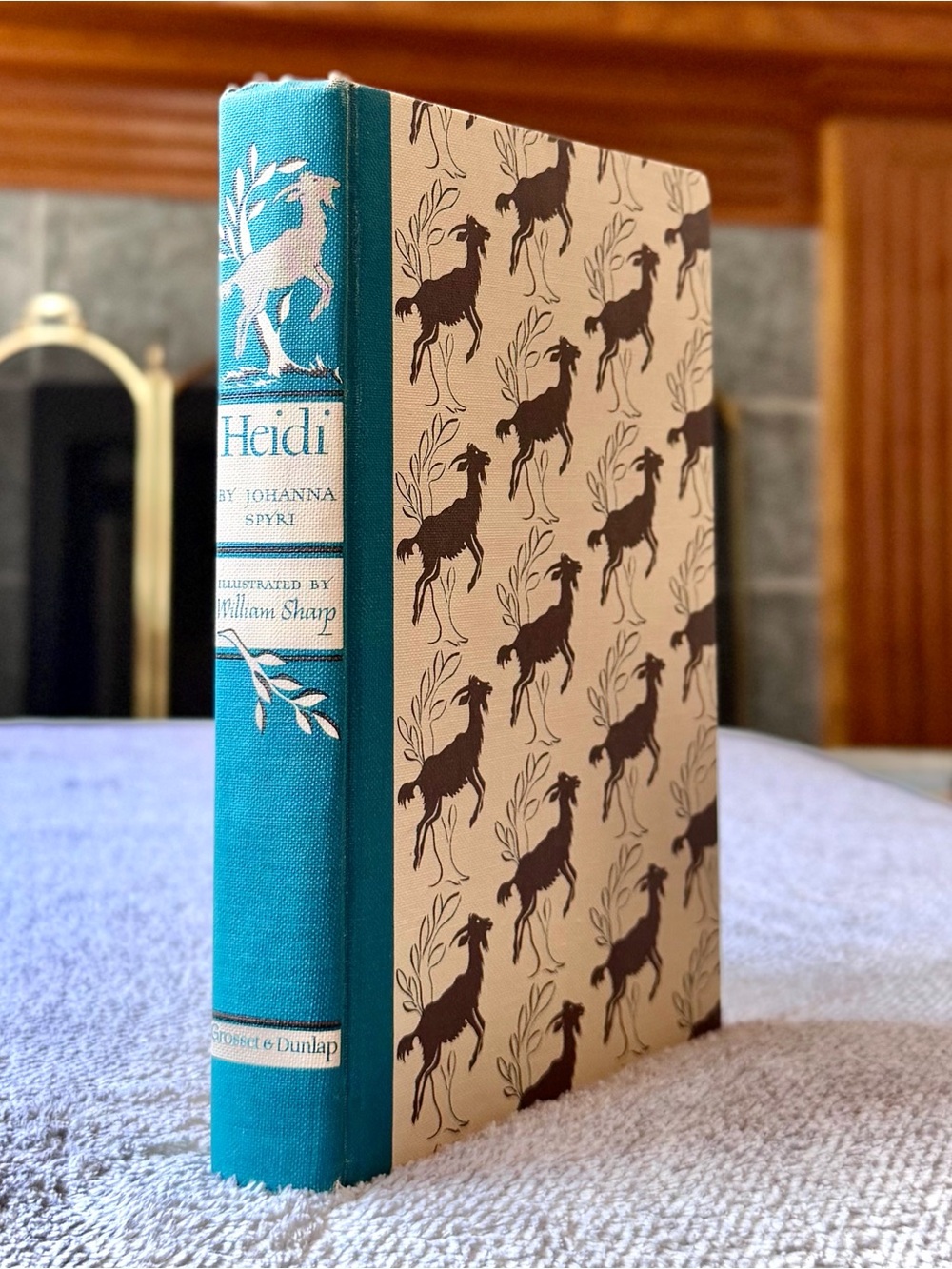 1945 Heidi Vintage Decorative Hardcover Book with Teal Spine Illustrated